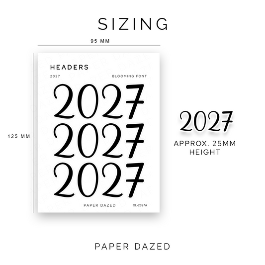 2027 Title Sticker - Blooming Font