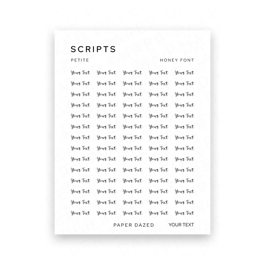 3mm Petite Custom Scripts - HONEY