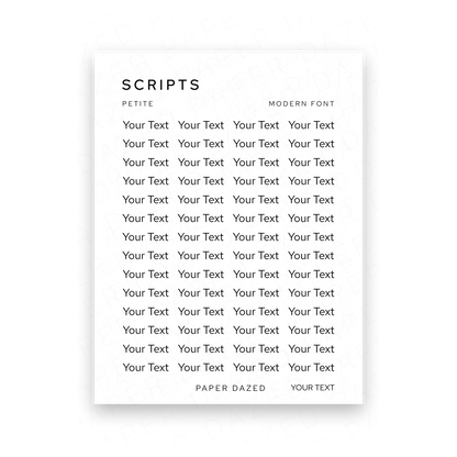3mm Petite Custom Scripts - MODERN