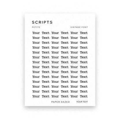 3mm Petite Custom Scripts - VINTAGE