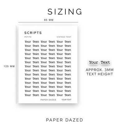 3mm Petite Custom Scripts - VINTAGE