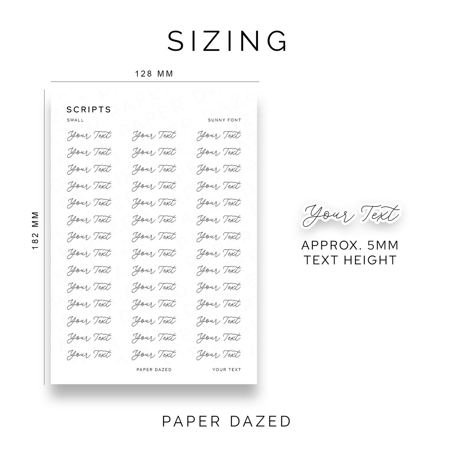 5mm Small Custom Scripts - SUNNY