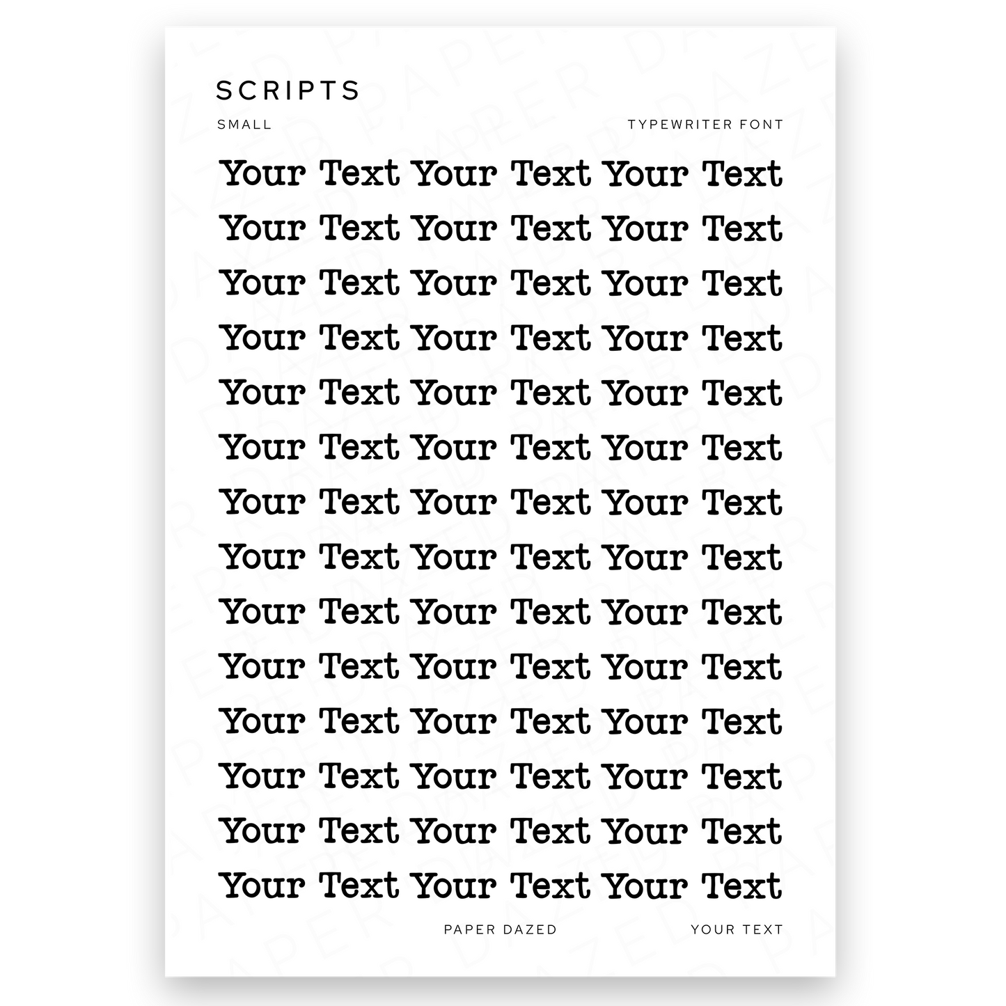 5mm Small Custom Scripts - TYPEWRITER
