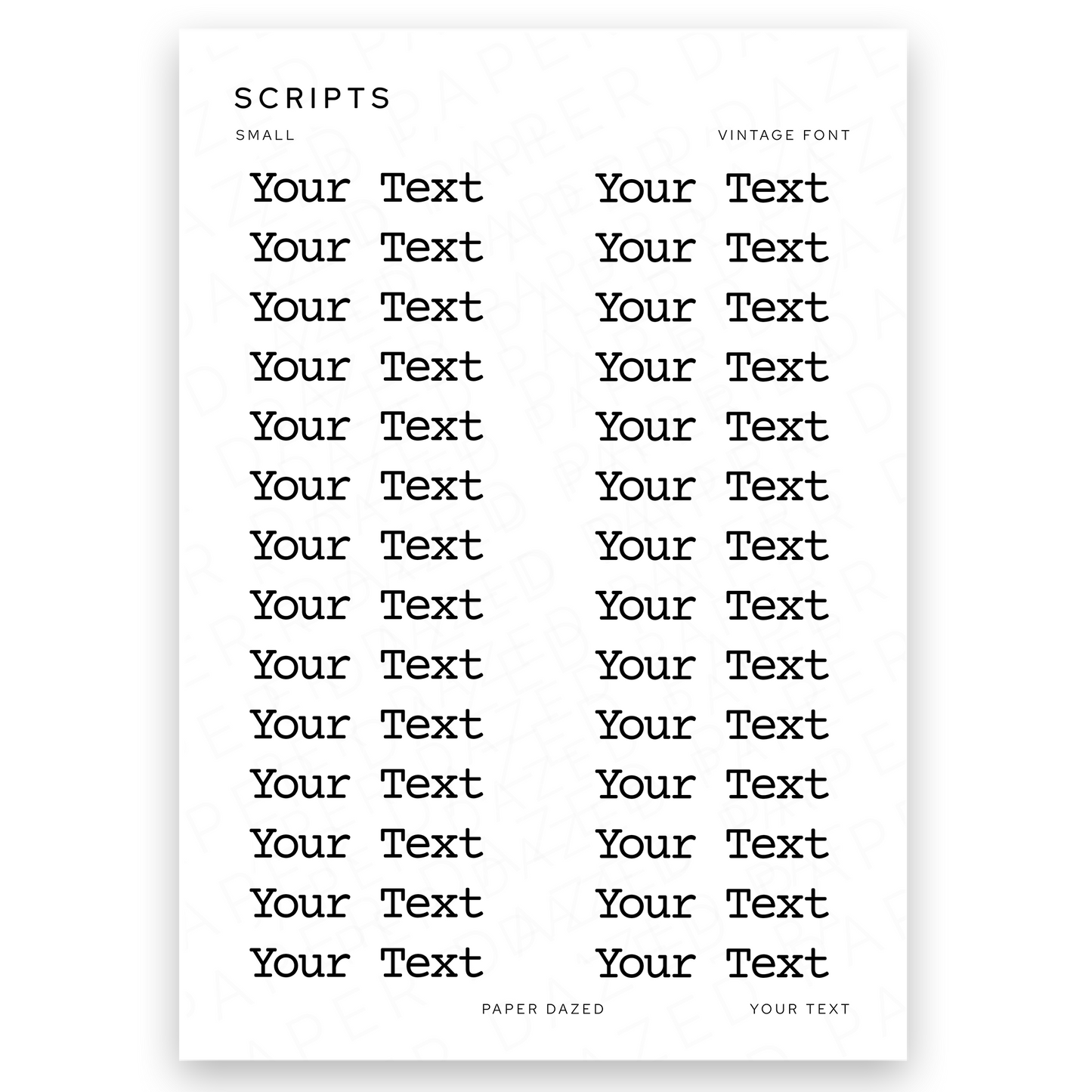 5mm Small Custom Scripts - VINTAGE