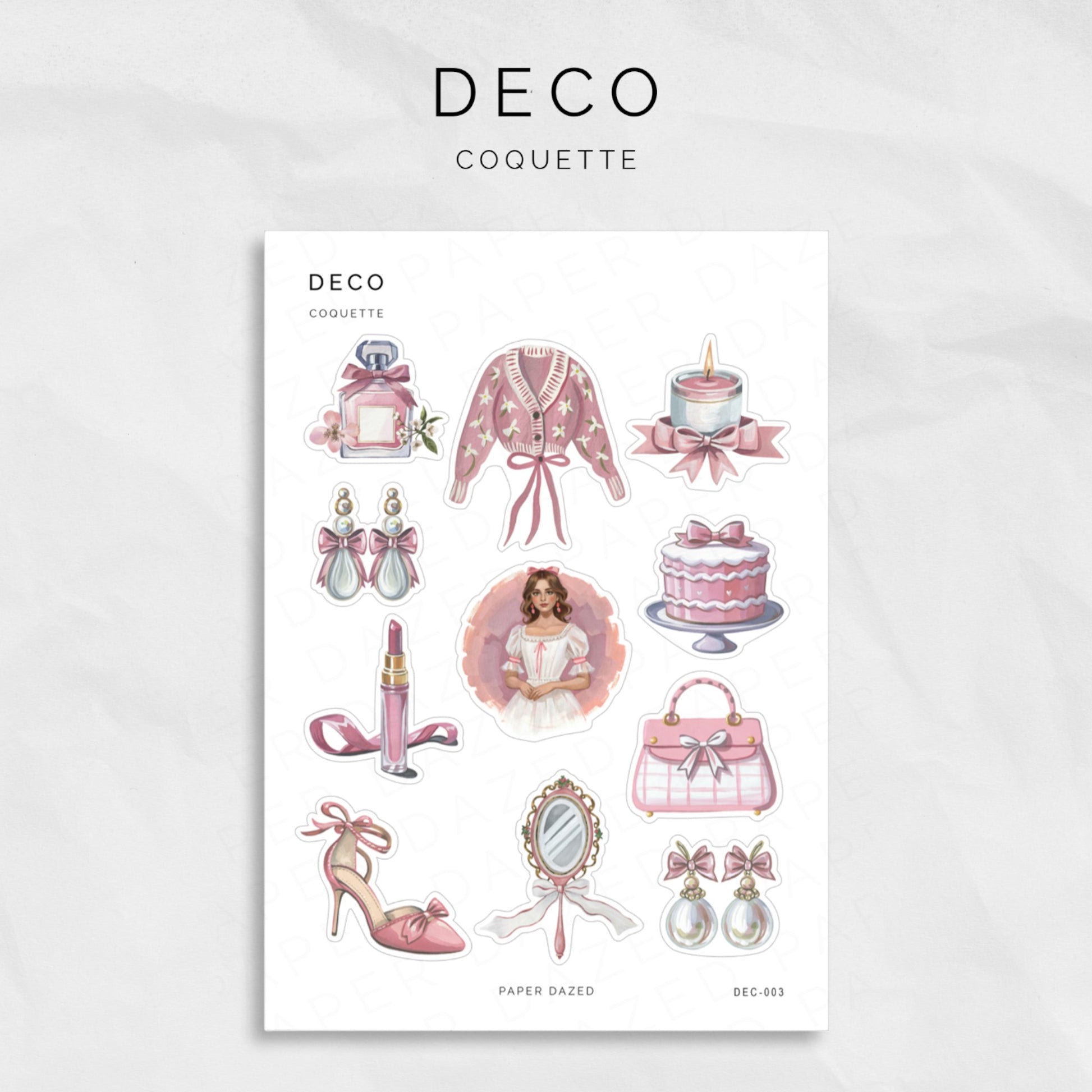 pink coquette decorative sticker sheet for planners and journals