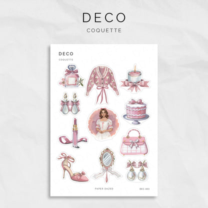 pink coquette decorative sticker sheet for planners and journals