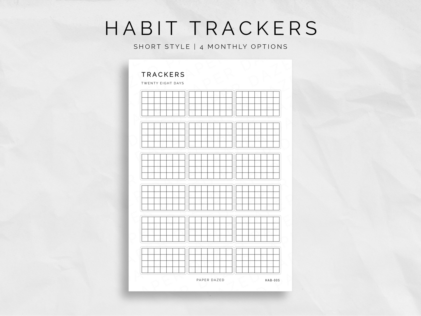 Short Style Monthly Habit Tracker Stickers
