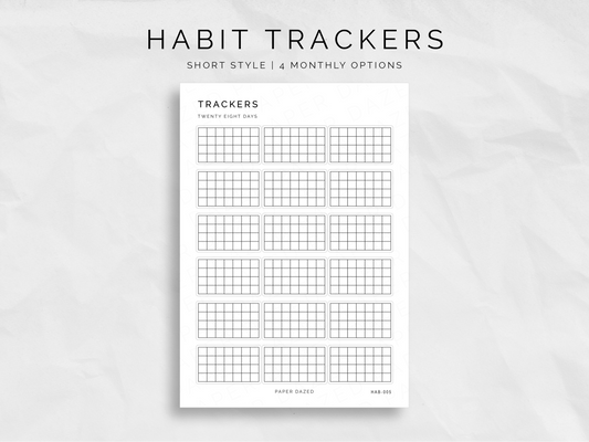 Short Style Monthly Habit Tracker Stickers