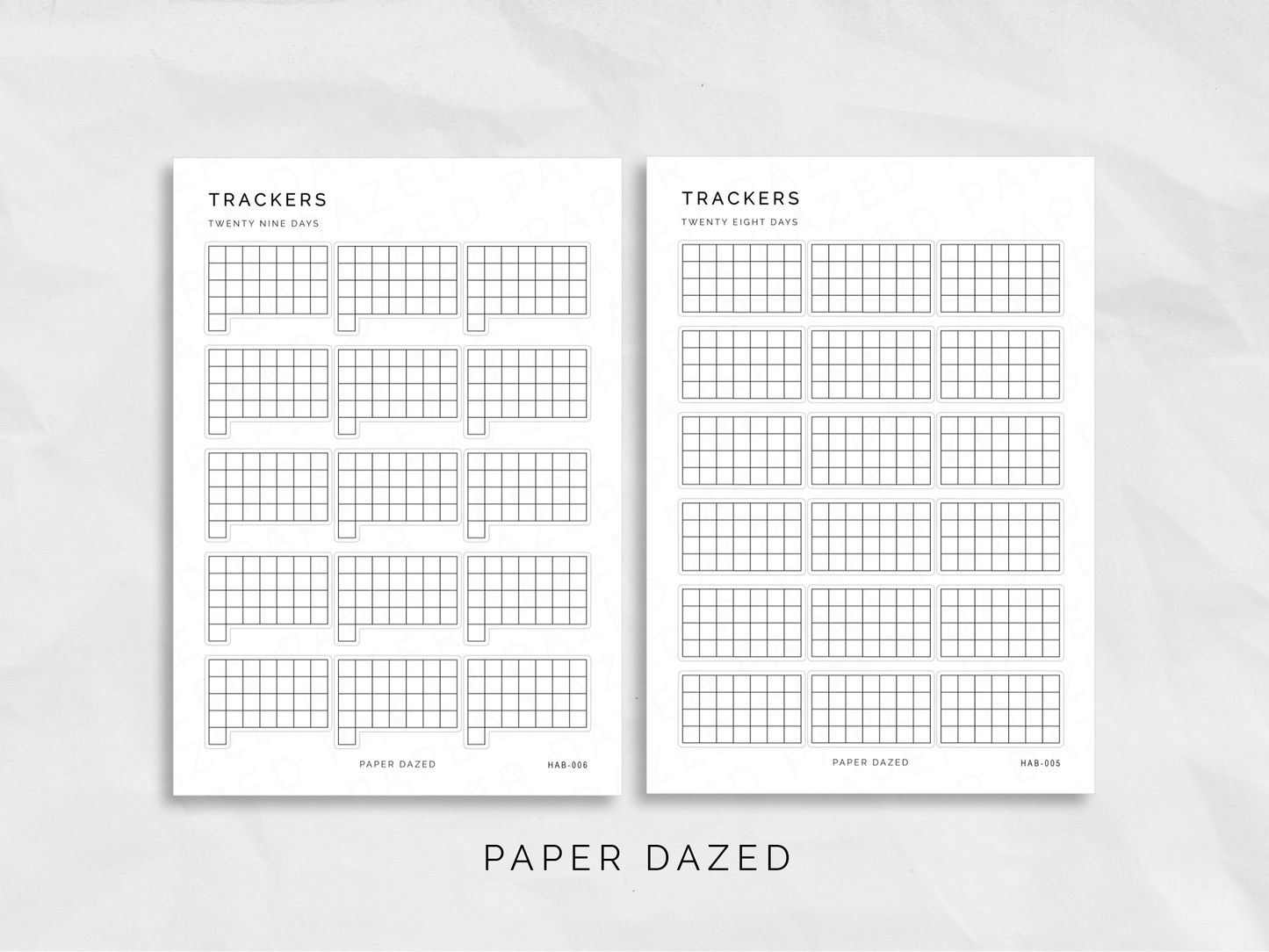 Short Style Monthly Habit Tracker Stickers