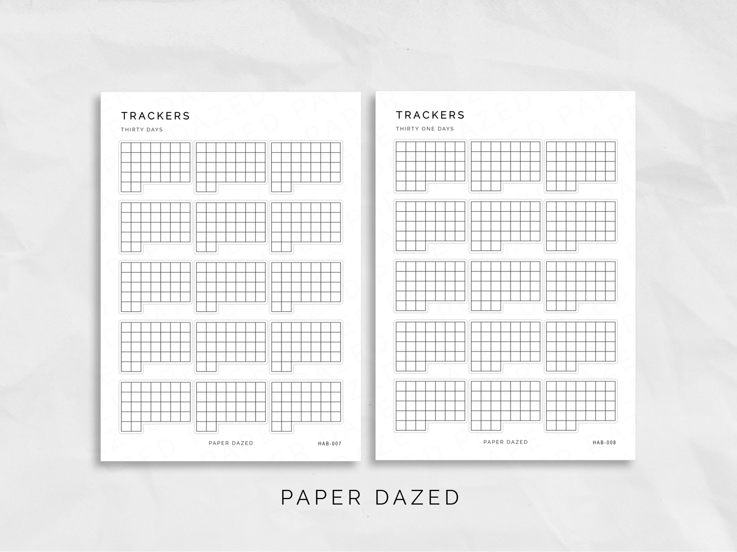 Short Style Monthly Habit Tracker Stickers