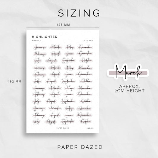 Highlighted Monthly Scripts - ARIA Font
