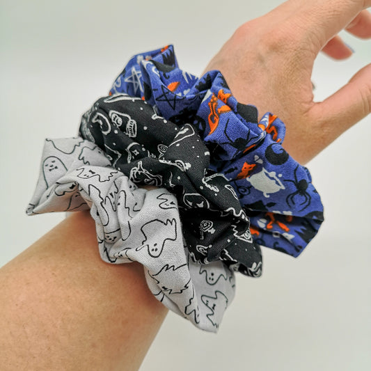 Navy Orange Halloween Scrunchie