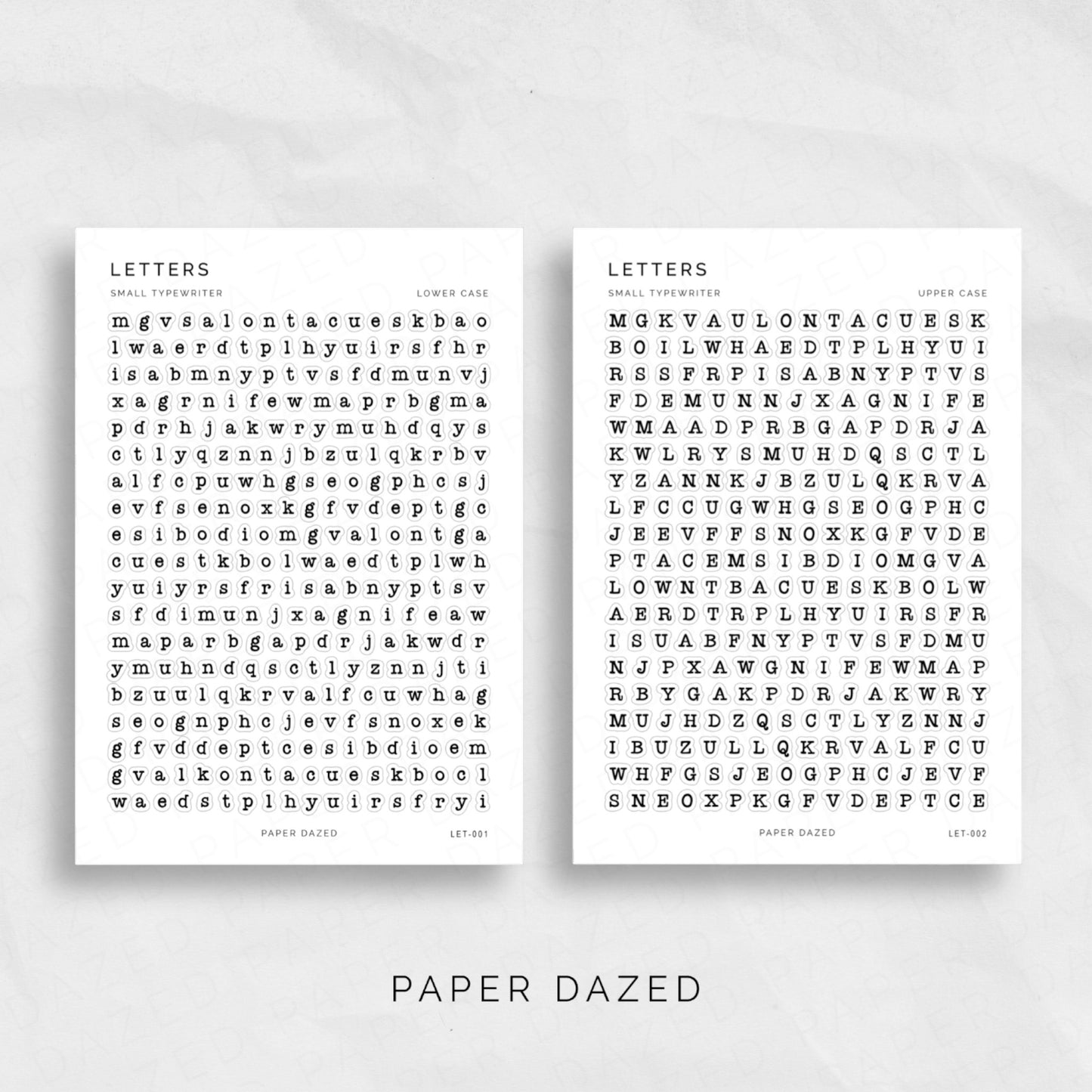 Small Typewriter Letters Sticker Sheet