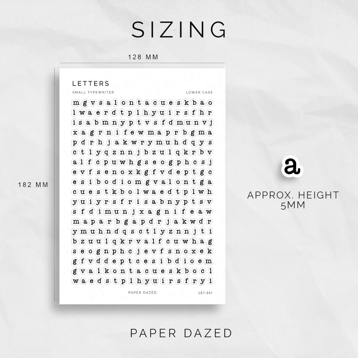 Small Typewriter Letters Sticker Sheet