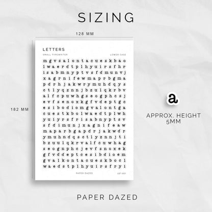 Small Typewriter Letters Sticker Sheet