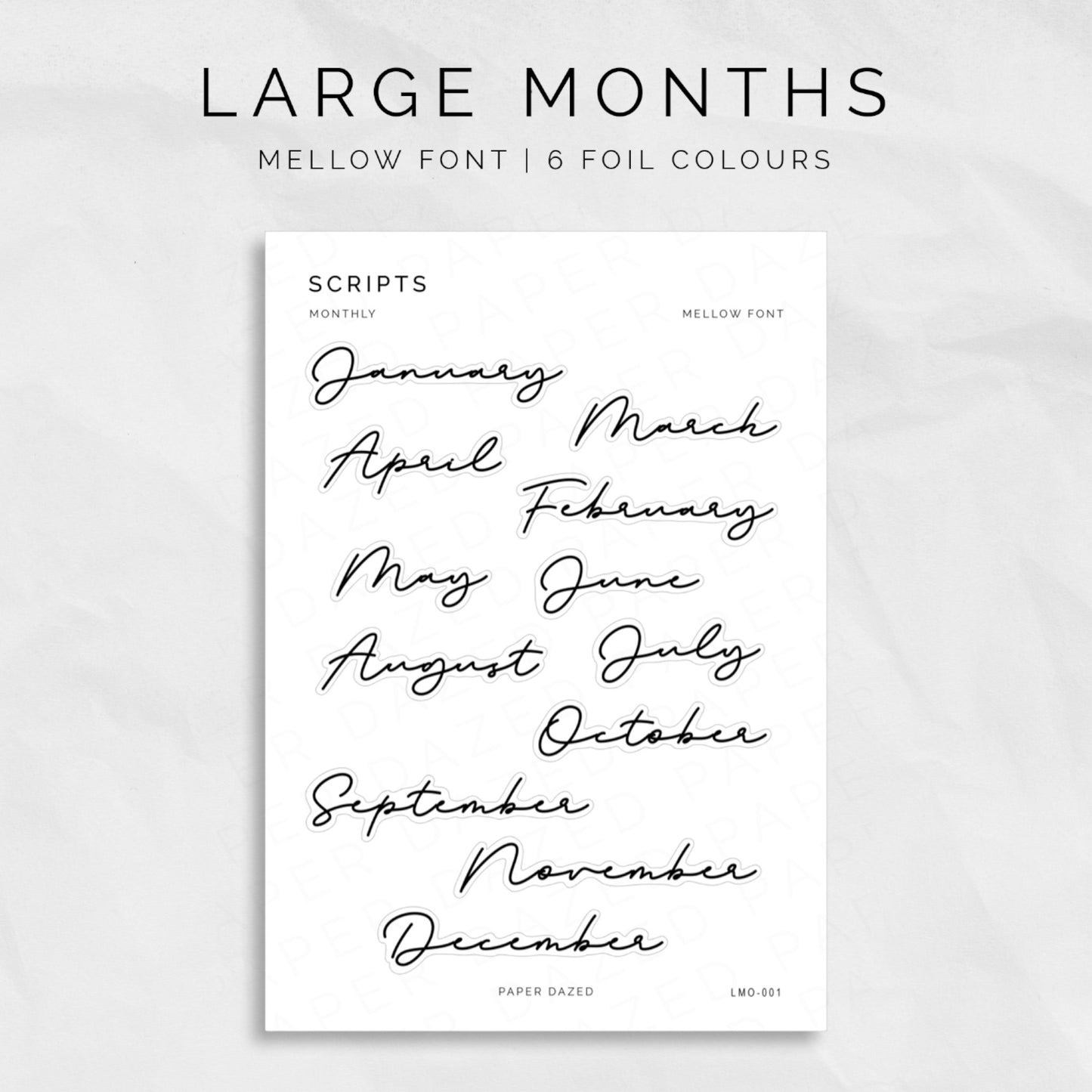 Large Monthly Scripts - MELLOW Font