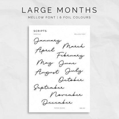 Large Monthly Scripts - MELLOW Font