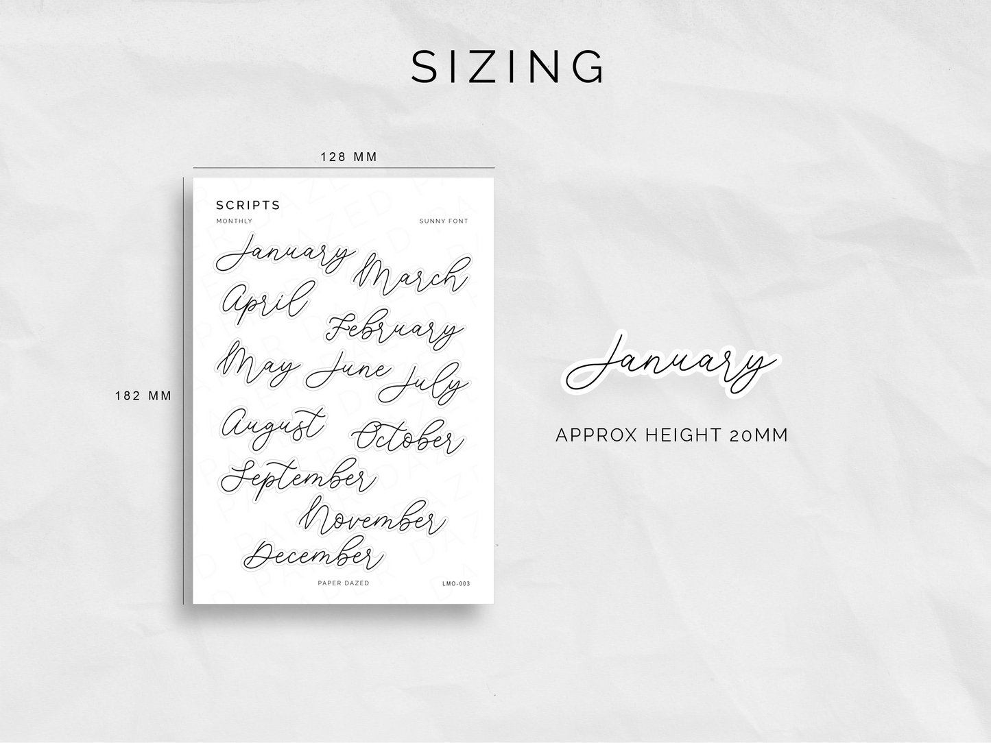 Large Monthly Scripts - SUNNY Font