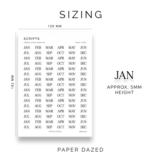 Abbreviated Serif Months