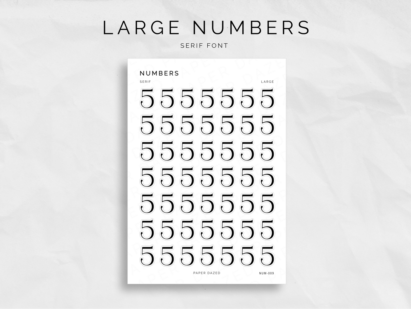 Large Number Stickers - Serif Font