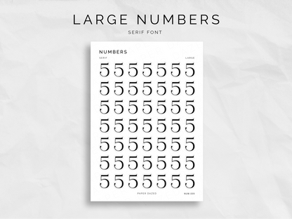 Large Number Stickers - Serif Font