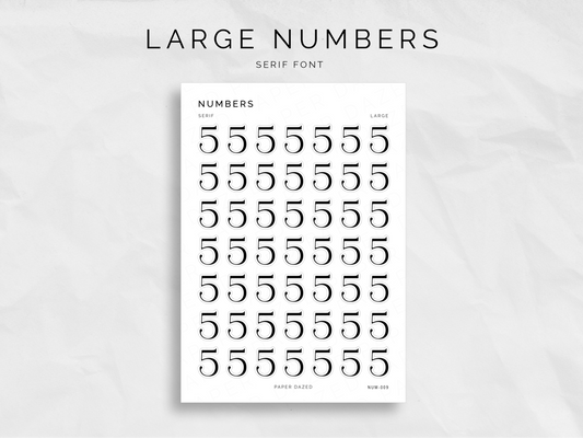 Large Number Stickers - Serif Font