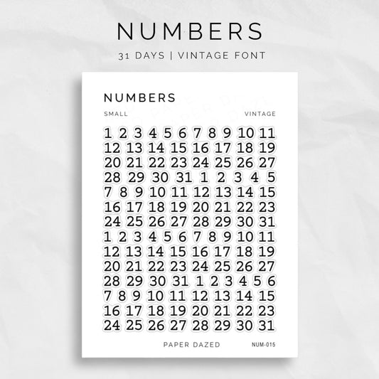 VINTAGE Small Days of the Month Stickers