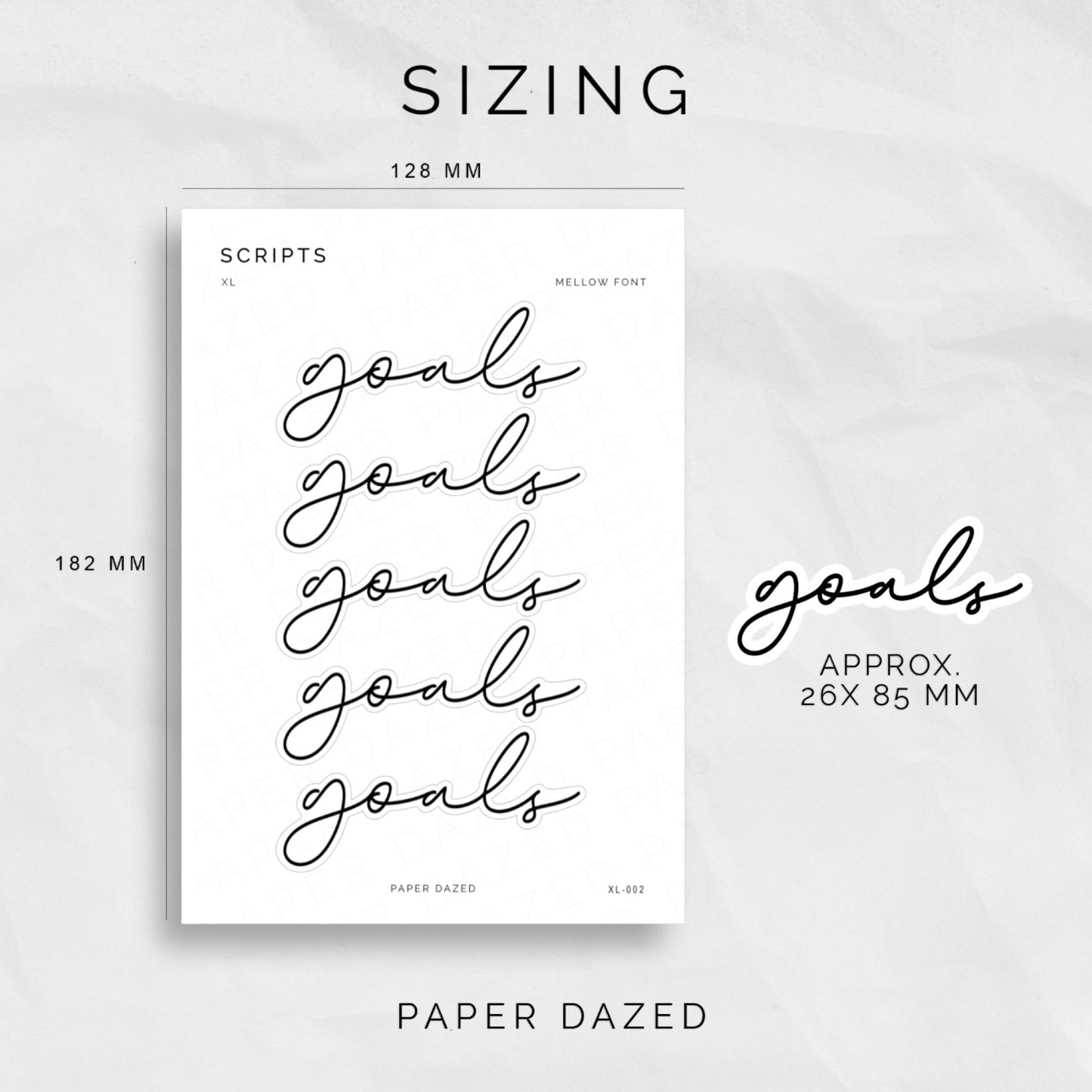 Goals XL Script Sticker - Mellow Font