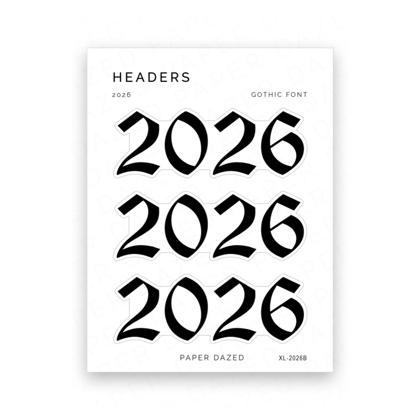 2026 Title Sticker - Gothic Font