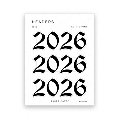 2026 Title Sticker - Gothic Font