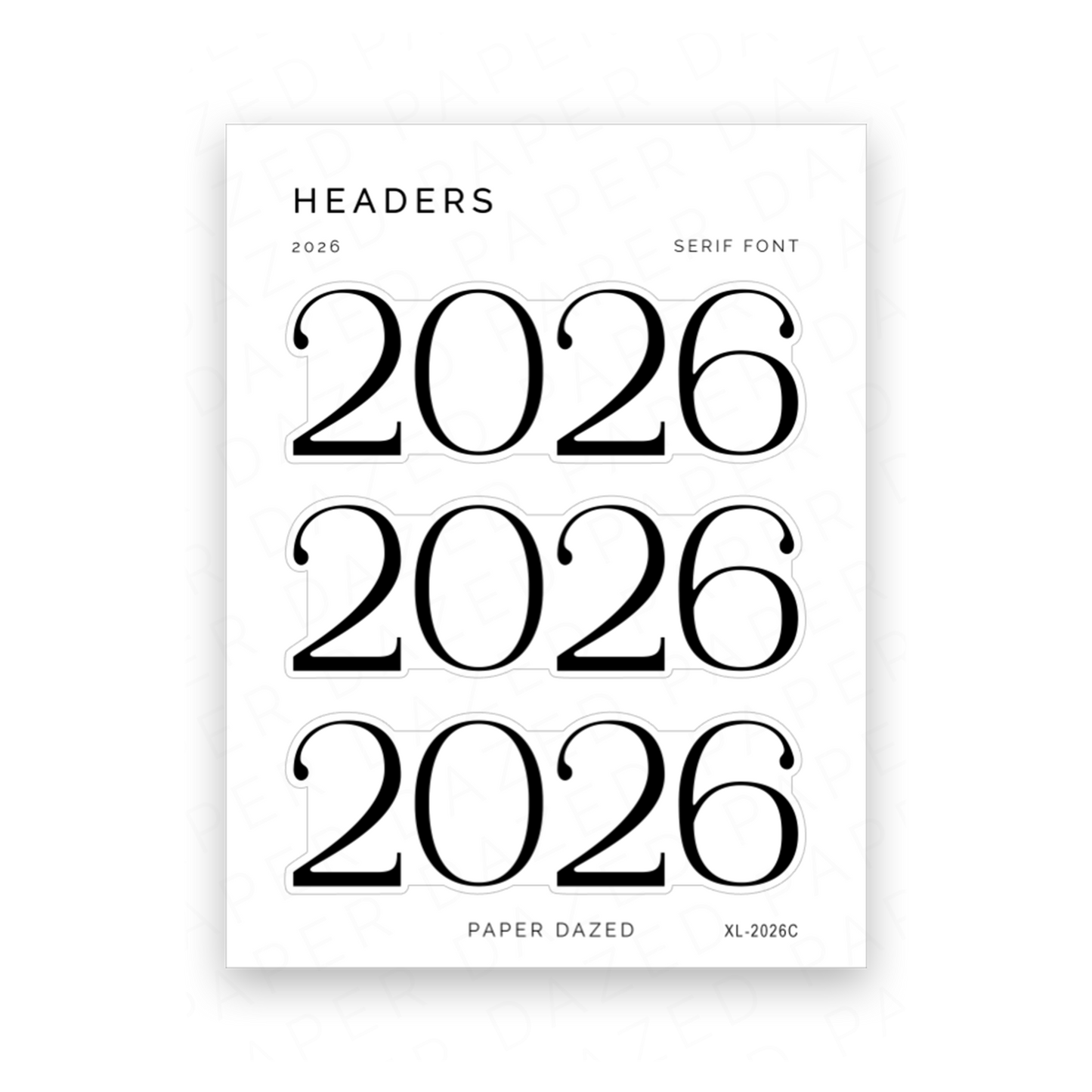 2026 Title Sticker - SERIF Font