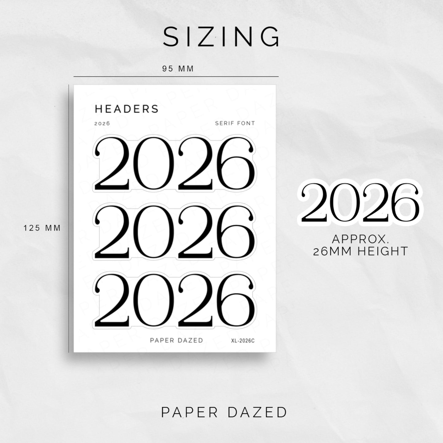 2026 Title Sticker - SERIF Font