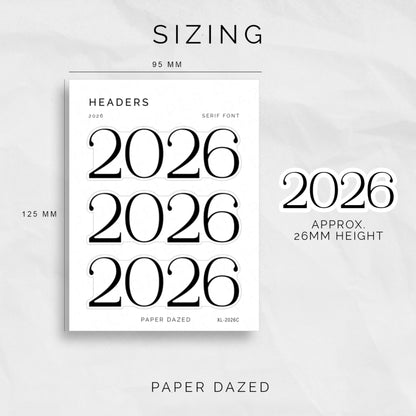 2026 Title Sticker - SERIF Font
