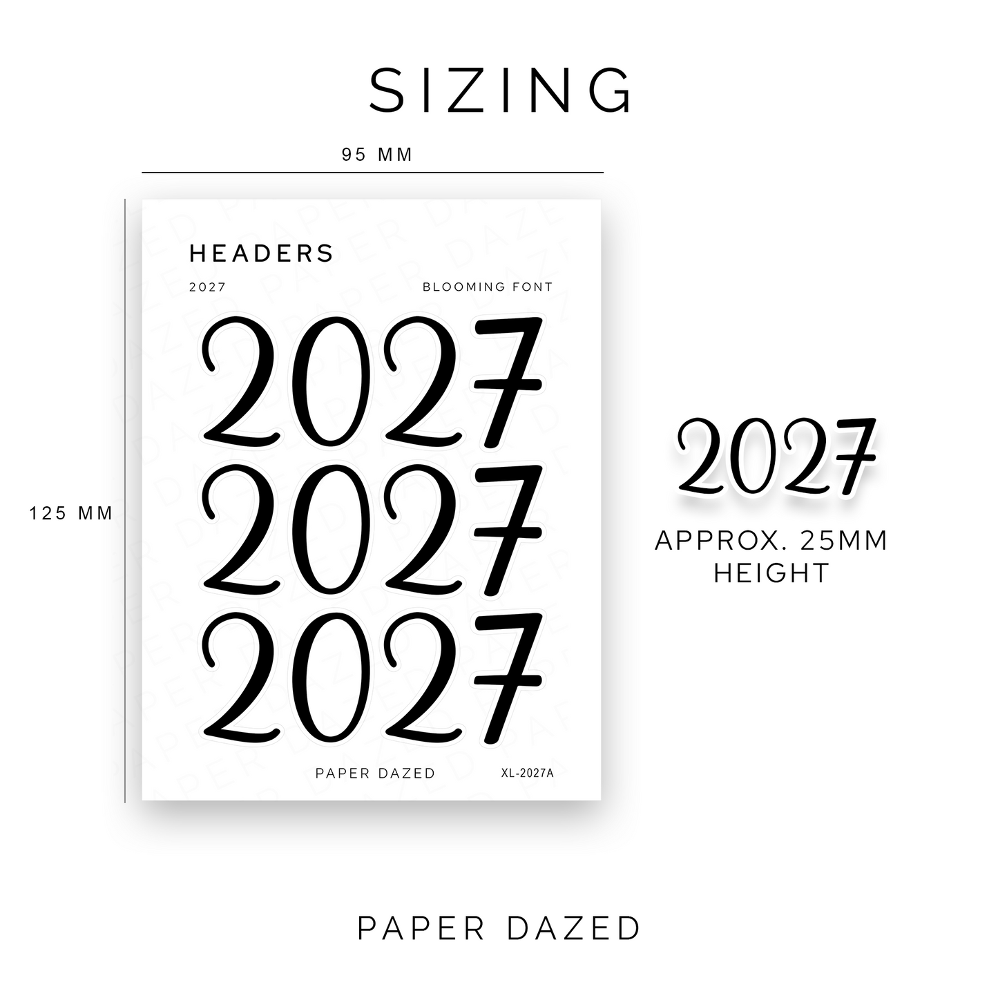 2027 Title Sticker - Blooming Font