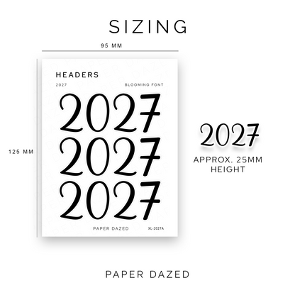 2027 Title Sticker - Blooming Font