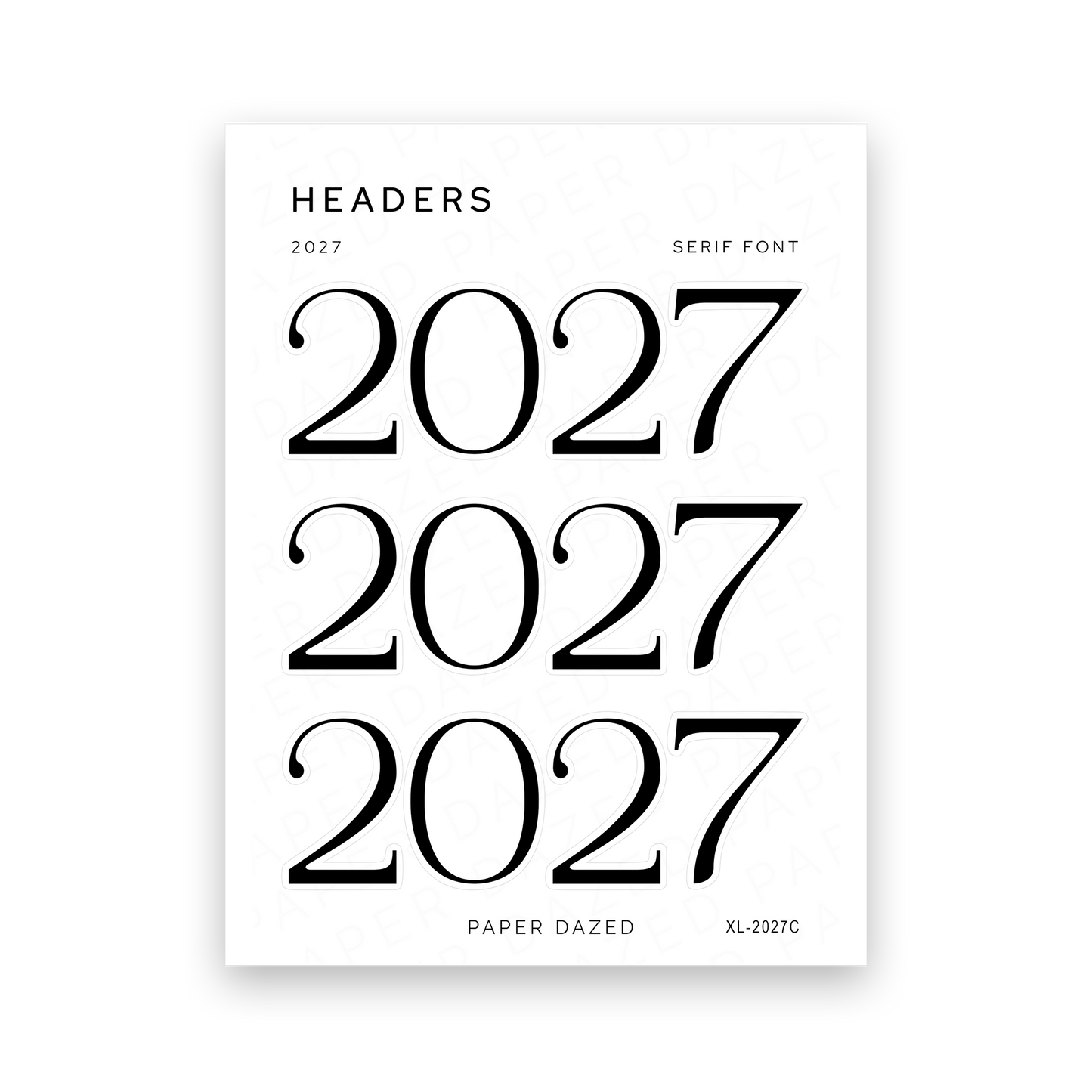 2027 Title Sticker - SERIF Font