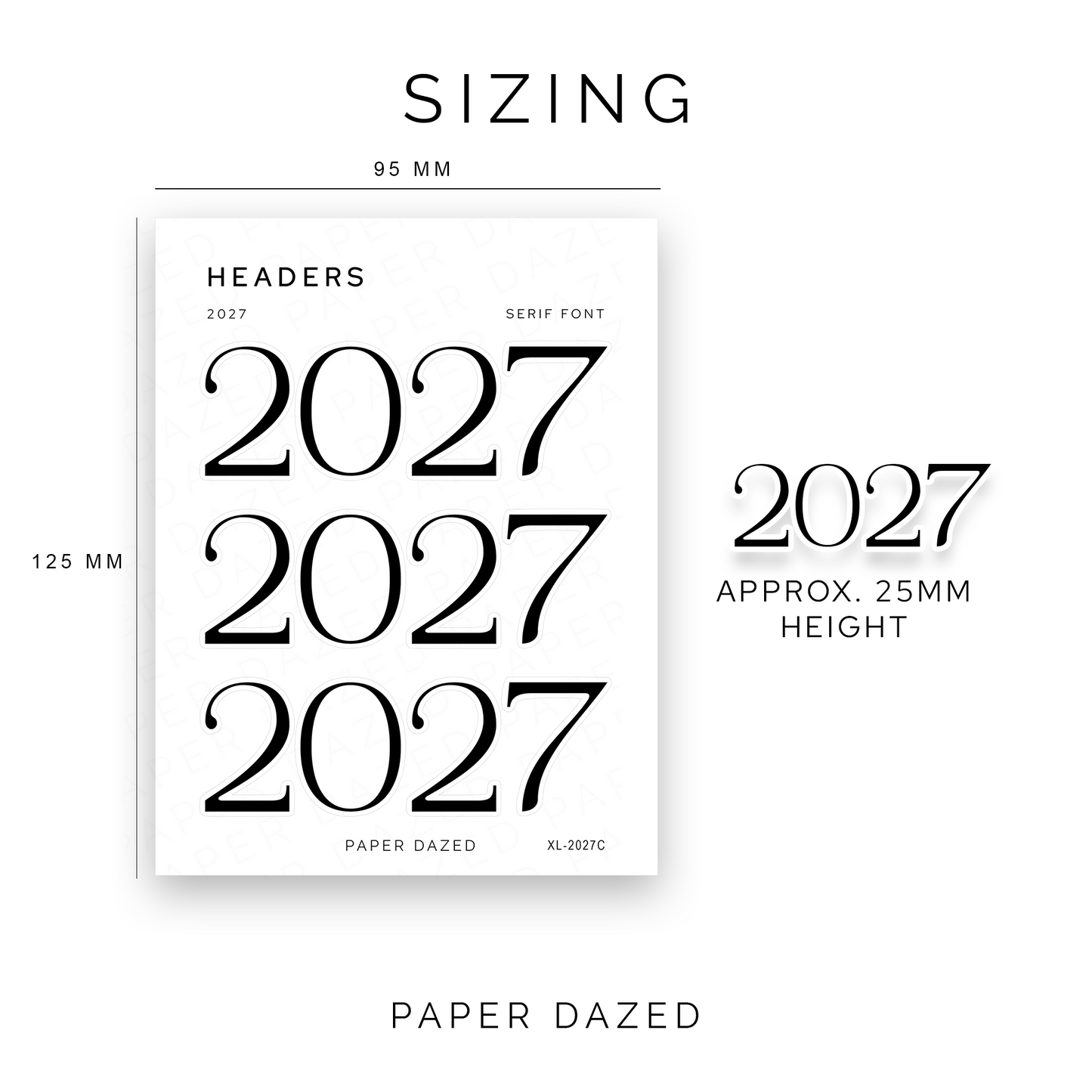 2027 Title Sticker - SERIF Font