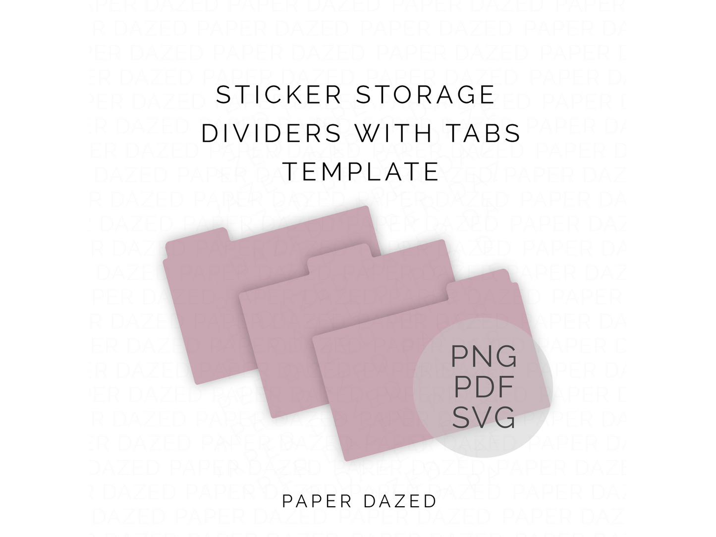 Sticker Storage Dividers With Tabs Template