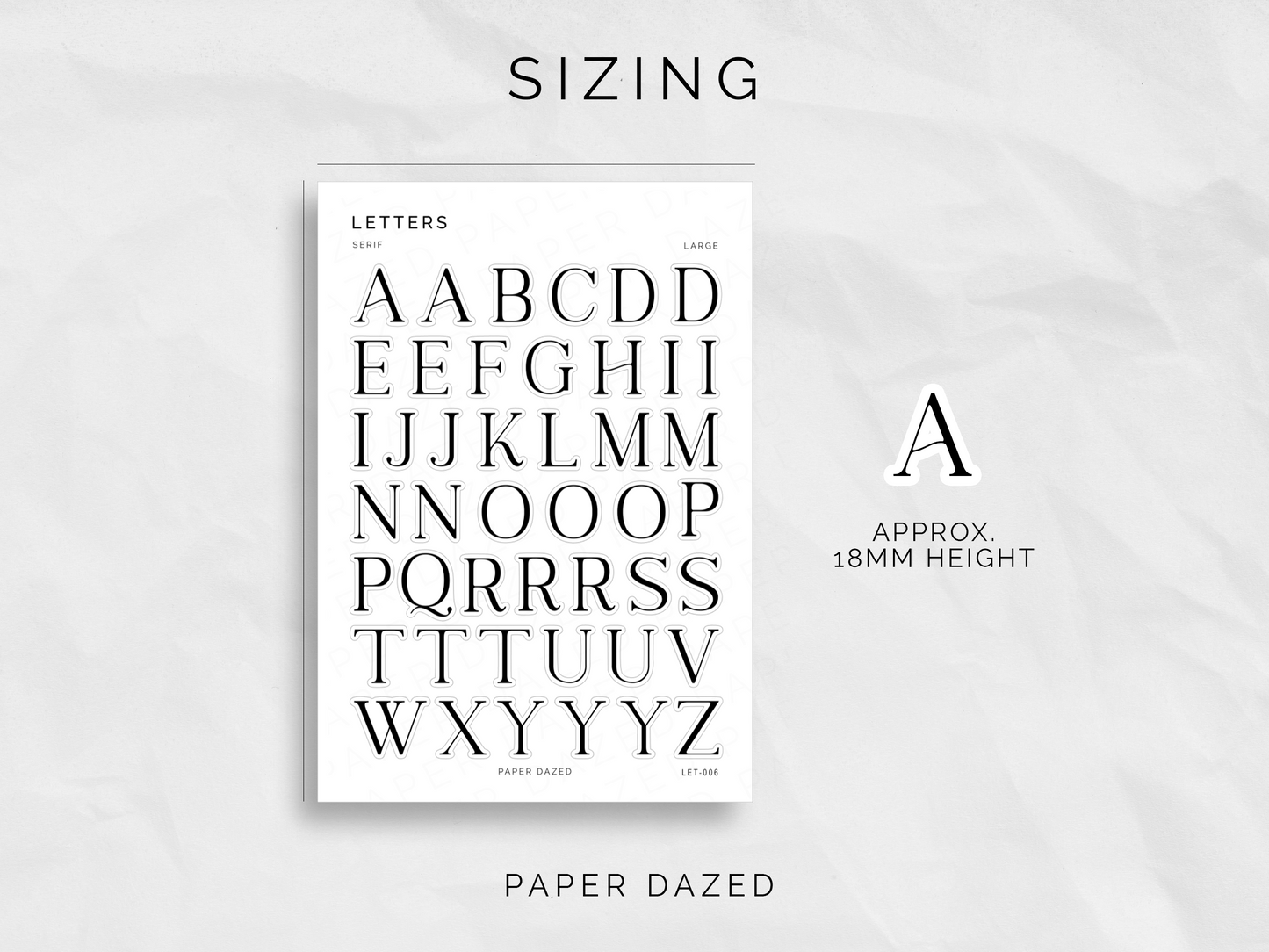 Large Letters and Numbers Stickers - Serif Font