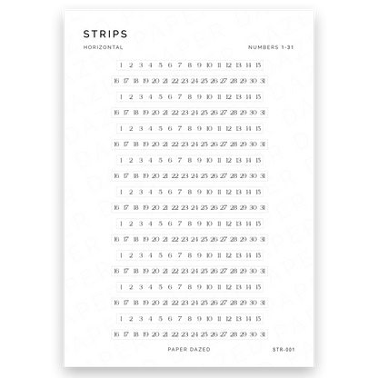 5mm Serif Number Strips 1-31