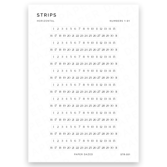 5mm Serif Number Strips 1-31