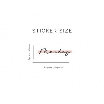 Highlighted Days of the Week Script Stickers - Mellow Font