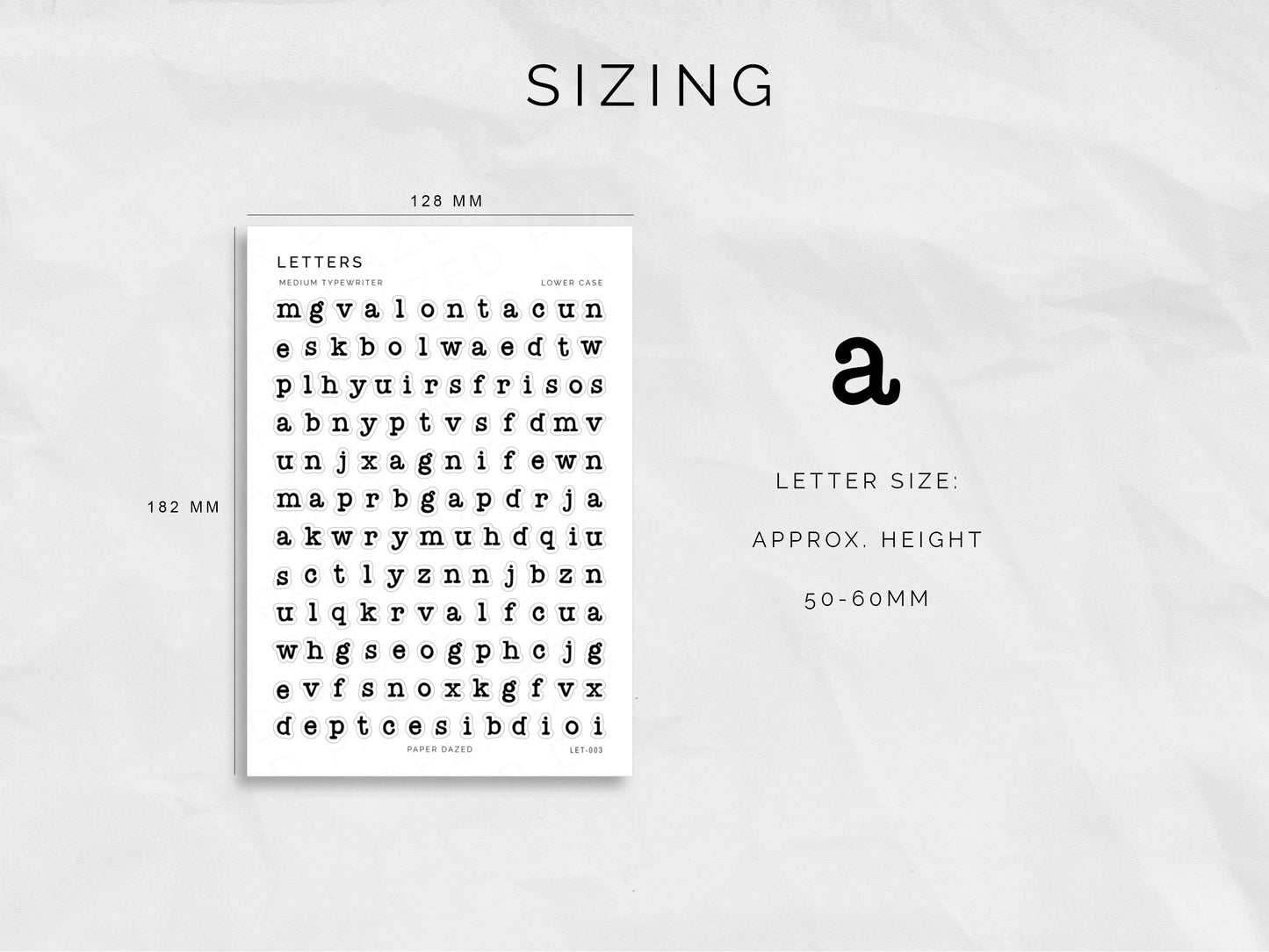 Medium Typewriter Letters Sticker Sheet